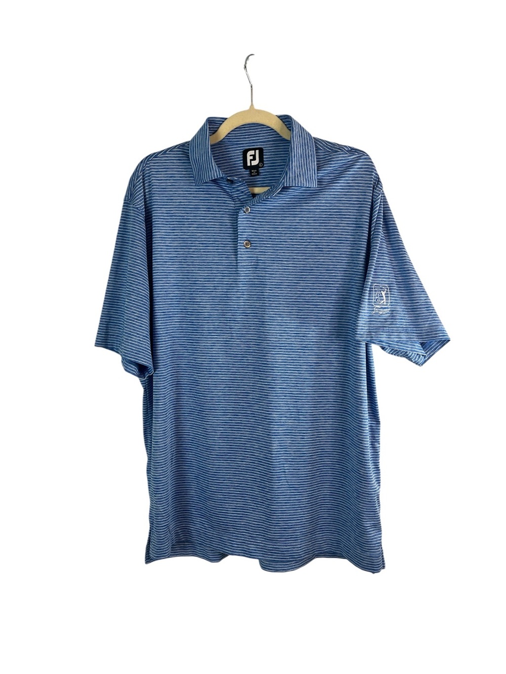 FootJoy‎ FJ Blue Striped Golf Polo Shirt Men’s Large Stretch TPC Sawgrass